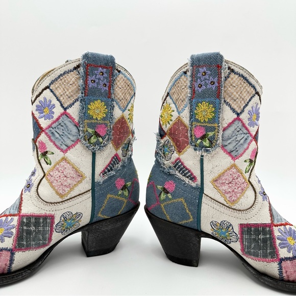 Old Gringo Yippee Ki Yay by Heirloom Short Embroidered Patchwork Ankle Booties - Picture 8 of 12